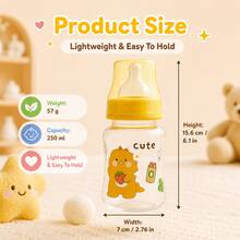 2pcs Cute Bottle Set 60ml+250ml PP Feeding Bottles With Nipples For 0-36 Months - Multicolor - View 11