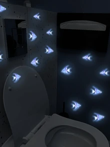 8pcs Blue Glow-In-The-Dark Angel Fish Stickers Bathroom Decor Stickers - Luminous Stickers - View 2
