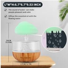 SINRAY 1 Buah Pelembap Udara Bentuk Awan dengan Tekstur Kayu dan Lampu Malam Awan Hujan 7 Warna yang Berubah, Pelembap Udara Awan Hujan, Lampu Hujan Jamur, Diffuser Kabut Hujan Minyak Esensial (Minyak Esensial Tidak Termasuk) - Serat kayu terang - View 4