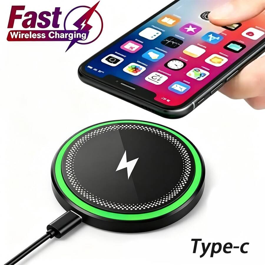 15W Wireless Charger, Compatible With 17/16/15/14/13/12 Pro/XS Max/Mini/X/XR, Induction Fast Wireless Charging Pad, Compatible With Samsung