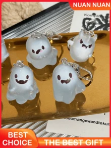 10/5/1pc Halloween Ghost Keychain, Cute Cartoon Resin Pendant Key Ring, Suitable For Decorating Wallet, Keys, Backpack, Etc., Perfect Gift For Family, Friends And Colleagues - Multiple Styles - View 3