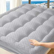 Cooling Mattress Cover, Breathable Fluffy Mattress Topper With 8-21" Deep Pocket-Machine Washable -RV, Bed, Sofa/Couch -Ultimate Summer Gift For Family, Home -Twin/Full/Queen/King Size, An Ideal Choice For Summer Bedroom Mattresses. - Ash Checker - View 1