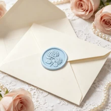 20入/包 3D刺繡花朵蠟封貼紙，婚禮邀請函信封封口貼，自黏白色花朵貼紙，適用於邀請函、禮品包裝，聖誕淺藍色 - 繡球花-淺藍 - 查看 6