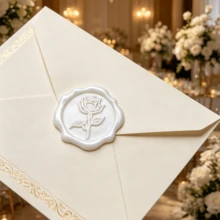 20pcs/Pack 3D Rose Wax Seal Stickers, Wedding Invitation Envelope Seal Stickers, Self-Adhesive Pearl Powder Flower Stickers, Suitable For Invitations, Gift Packaging - Pearl White - Rose - Pearl White - View 10