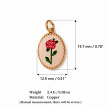 1pc Exquisite Pastoral Style, 14k Gold Plated Copper Material, Gold Edge Printed Pendant, Suitable For Women's DIY Jewelry - Multicolor - View 21