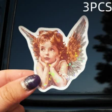 Vintage Angel Resting Chin On Hand Sticker, Artistic Retro Style Decorative Sticker, Waterproof Vinyl Sticker - Matte Surface, Self-Adhesive Bumper Sticker, Suitable For Cars, Windows, Laptops, Trucks, Water Bottles - Multi-Purpose Design, Car Sticker - Vinyl - View 12