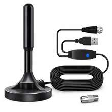 Indoor Digital TV Antenna With Magnetic Base, 5M Coaxial Cable And Adjustable Signal Booster, VHF UHF Reception For Home TV - Black - View 1