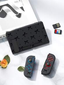 相容 Switch 遊戲機配件，可愛黑色時尚蝴蝶結與愛心圖案，相容新 Switch 2 (2025)、NS 2nd Gen/Switch OLED/Switch NS 保護殼收納包，適合 Switch 玩家的最佳禮物，情人節告白/浪漫禮物 - 彩色 - 查看 4