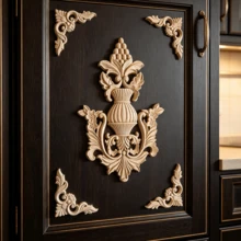 5pcs Solid Wood Carving Decals And Corner Flowers, Home Decorations, Suitable For Cabinets, Doors And Windows, Furniture, Background Walls, Porches, Offices And Other Decorations, Holiday Decorations, DIY Decorations. - Multicolor - View 3