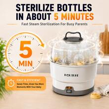 Hauture Large Capacity Bottle Sterilizer, 5-Minute Steam Sterilizer For Bottles, Pacifiers & Pump Parts,Baby Shower Gift For New Parents - White - View 7