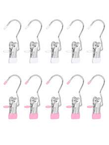OBOVAY 10/20/30/40/50pcs Stainless Steel Clothes Clips, Stainless Steel Pants Hanger Clips With Hooks, Rust-Proof Space-Saving Hanger Clips, Suitable For Jeans, Pants, Skirts, Boots, Closet Organization, Dorm Laundry And Travel Drying Storage - Multicolor - View 17