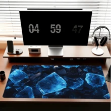1pc Crystal Pattern Rubber Mouse Pad - Perfect For Gaming And Office, Suitable For Desktop/Laptop, Blue/Black Color Scheme Desk Pad, Desktop Mouse Pad - Ice Cubes - View 3
