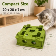 Interactive Felt Cat Toy Box With 3 Random Color Bell Balls, Square Puzzle Game Box For Indoor Cats, Paw-Chasing Toy, Enrichment Activity Toy, Durable Felt Hide-And-Seek Toy For Cats And Kittens - Multicolor - View 10