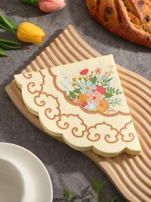 20pcs Elegant Gold Embossed Floral Butterfly Napkins, Scalloped Edge, Disposable, Suitable For Birthday Party, Spring Tea Party Decoration, Shower Party, Wedding, Bridal Shower, Paper Table Setting - Paper Napkin - View 6