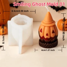 Smiling Witch Hat Skull Silicone Candle Mold 3D Carved Pumpkin Ghost Candle Mould DIY Soap Resin Casting Halloween Spooky Funny Party Home Decor - A - View 15
