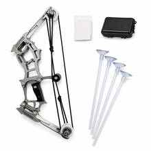 Set de arco compuesto mini con flechas de ventosa, kit portátil de práctica de tiro con diana de acero inoxidable - Incluye caja + 4 flechas - Ver 1