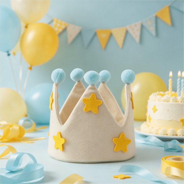 1pc Star Theme Beige Party Birthday Hat, First Birthday Party Decoration Hat, Birthday Headpiece, Crown Hat, Party Photo Prop, Suitable For Various Birthday Celebration Occasions, Party Decoration