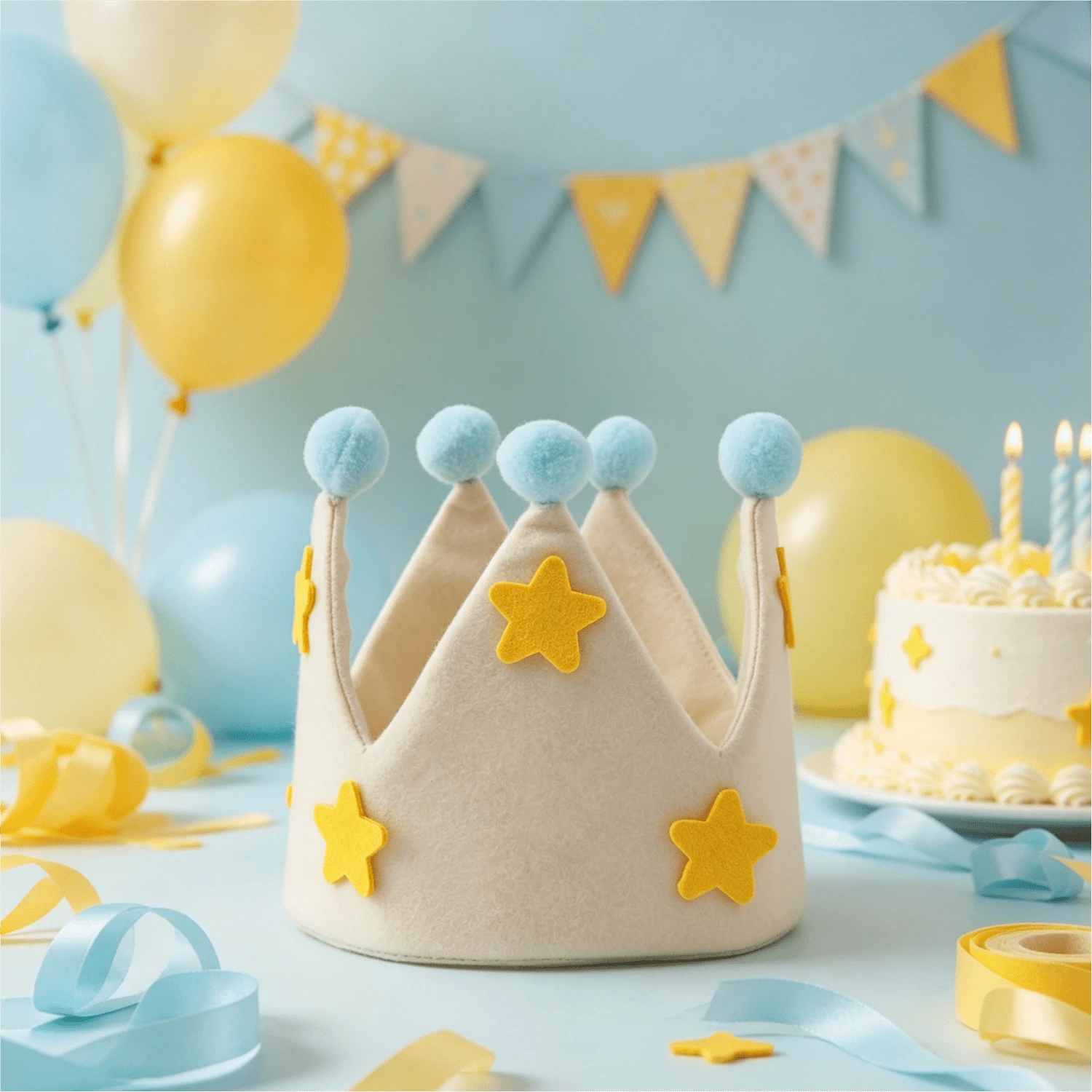 1pc Star Theme Beige Party Birthday Hat, First Birthday Party Decoration Hat, Birthday Headpiece, Crown Hat, Party Photo Prop, Suitable For Various Birthday Celebration Occasions, Party Decoration - Multiple Styles - View 1