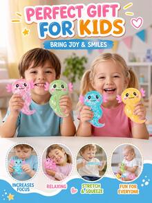 1pc Sequin Axolotl Squishy Toy, Transparent Crystal Axolotl Squeeze Stress Relief Toy, Soft Stretchable Slow Rebound Pressure Relief Desktop Toy, Suitable For Children, Teenagers, Adults, Party Favors, Gift Bag Fillers, Classroom Prizes, Birthday Gifts - Multicolor - View 8