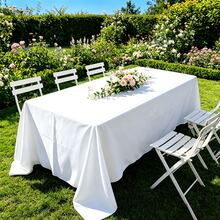 1pc White Tablecloth, Dining Table Cloth, Party Tablecloth, Solid Color Banquet Wedding Tablecloth, Living Room Tablecloth, Ceremonial Tablecloth, Celebration Tablecloth - White - View 6