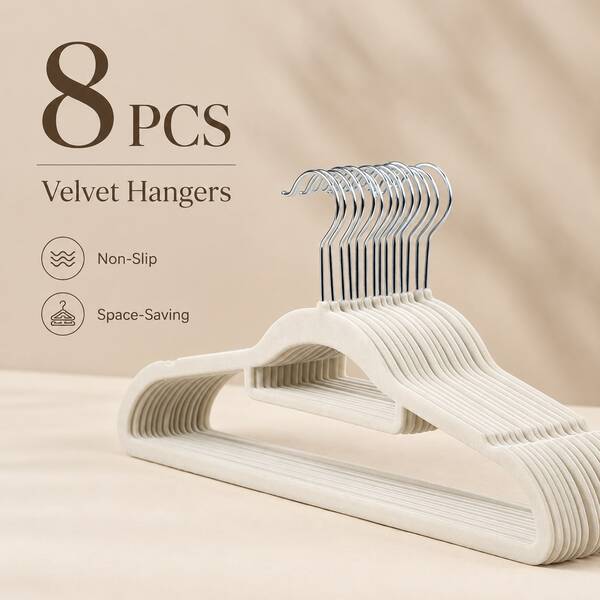 8pcs Flocked Hangers Non-Slip Plastic, Space-Saving Closet Storage Rack, Suitable For Suits, Shirts, Ties, Etc. - Fashionable Multi-Purpose Closet Storage Solution