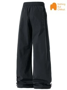 NBCT 女款抽繩戶外登山褲，可調節束口褲腳登山長褲，露營攀岩通勤百搭多色山系休閒褲 - 黑色 - 查看 4