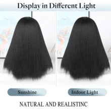 12/18/26 Inch Classic Yaki Synthetic Short Straight Bob Wig, Black Fluffy Straight Hair, Natural Black Bob Wig For Women, Perfect For Everyday Wear And Natural Bob Hairstyle - Black - View 8