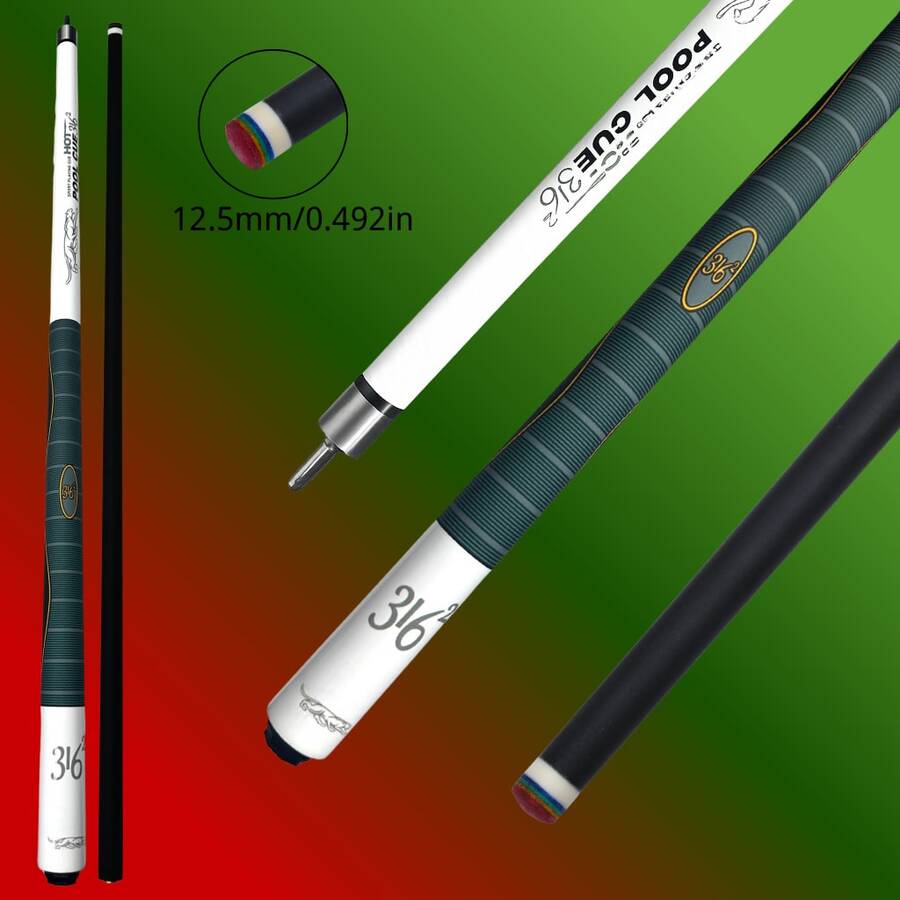 12.5mm Tip American 9-Ball Cue, 1/2 Split Design, Leopard Pattern, Cool Grip, 3/8*3 Quick Joint, Professional 10-Ball Cue, Professional Competition Cue, Suitable For Daily Practice And Competition, Perfect Gift For Billiards Enthusiasts - White - View 1