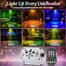 ضوء ليزر بتحكم صوتي USB، عرض ضوئي KTV ب- 6 ثقوب، ضوء مسرح، ضوء أجواء، ضوء إعلاني، مع جهاز تحكم عن بعد، مناسب لديكور الحفلات، الزفاف، هدية عيد الميلاد، عيد الميلاد، عيد الهالوين، الإضاءة التجارية، نادي الكاريوكي - ضوء متعدد الألوان - مشاهدة 7