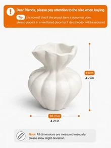 白色陶瓷花瓶 4.72 英吋，現代波希米亞風，家居裝飾，獨特花瓶，適用於農舍風客廳檯面桌面中心裝飾，婚禮裝飾 - 彩色 - 查看 7