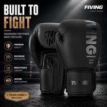 Guantes de Boxeo FIVING Negro Puro Cool, Protección de Mano de PU con Absorción de Impactos, Opciones de 4/6/10/12/14oz, Adecuados para Niños, Adolescentes, Hombres y Mujeres Adultos, Perfectos para Gimnasio, Entrenamiento en Casa, Muay Thai, MMA, Kickboxing y Sparring - Negro - Ver 13