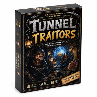Tunnel Traitors 卡牌遊戲 110 張卡 隱藏角色策略遊戲 採礦背叛與秘密結盟 快節奏家庭派對遊戲 適合青少年與成人 挖掘隧道 發現黃金 智勝背叛者