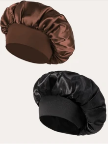Cuffia da notte in seta satin traspirante, con laccio elastico, morbida e leggera, adatta per capelli ricci, treccine e capelli lunghi, anti-crespo, adatta per il sonno, uso domestico e in viaggio - Rosa - Visualizzare 17