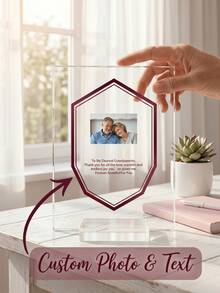 1Pc Personalized Custom Photo Text Acrylic Trophy, Custom Photo & Text. Desktop Display Award Plaque For Corporate Recognition, Employee Of The Year, Graduation Gifts, Wedding Anniversary Presents, Retirement Gifts For Executives Managers HR Teams - Multicolor - View 1