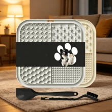20 x 20 cm Leckmatte für Haustiere mit Saugnäpfen, beruhigende Futtermatte für das Badtraining, Stressabbau-Leckspielzeug, geeignet für Hunde und Katzen - 300 ml - Übersicht 1