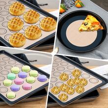 4/5pcs Silicone Baking Mat Set, Non-Stick Reusable Macaron Baking Sheet, Heat-Resistant Fiberglass Cookie Mat, Round And Square Silicone Pastry Mat Suitable For Oven, Macaron, Cookie, Pastry - View 5