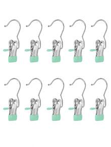 OBOVAY 10/20/30/40/50pcs Stainless Steel Clothes Clips, Stainless Steel Pants Hanger Clips With Hooks, Rust-Proof Space-Saving Hanger Clips, Suitable For Jeans, Pants, Skirts, Boots, Closet Organization, Dorm Laundry And Travel Drying Storage - Multicolor - View 27