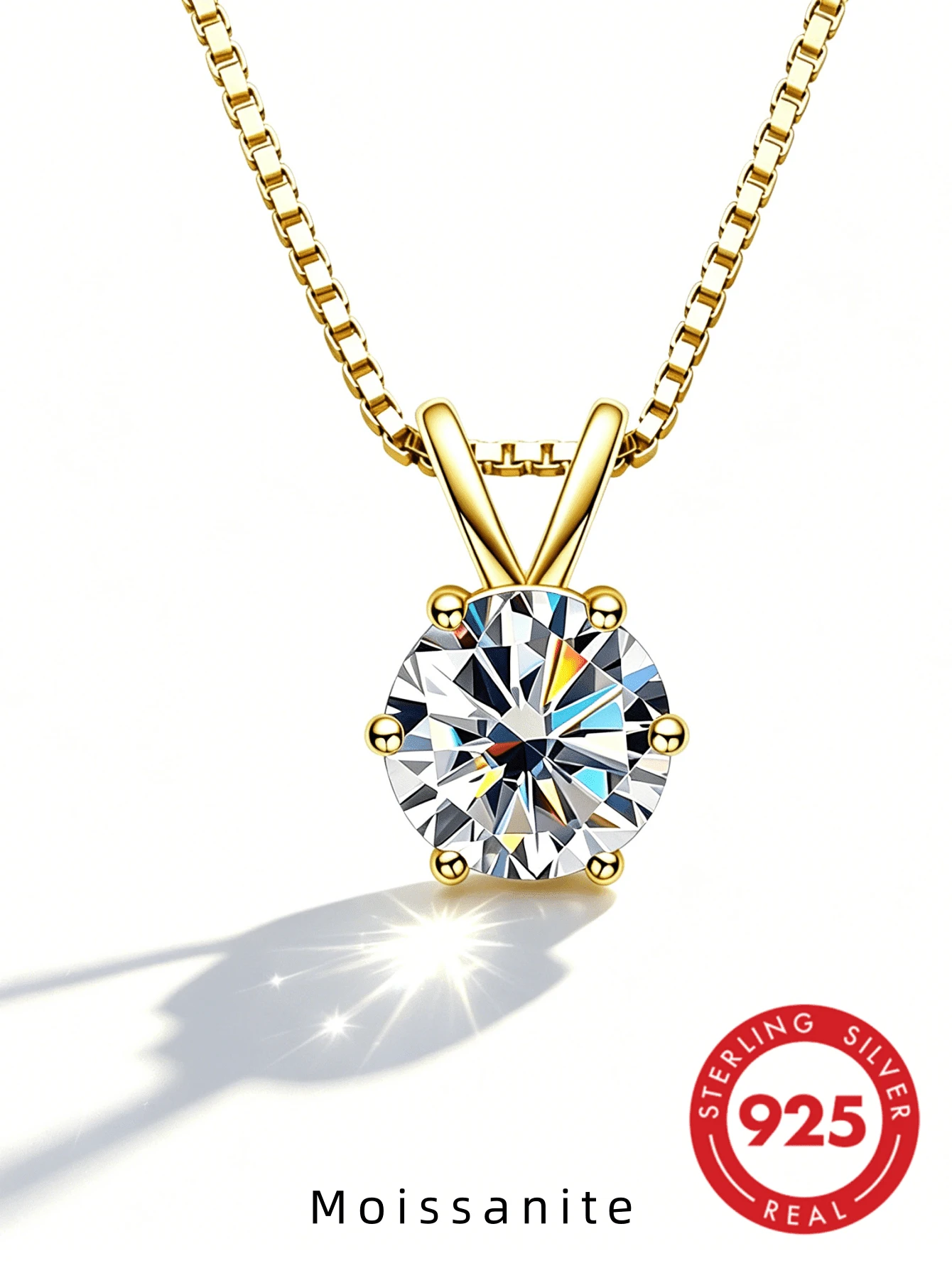 1 pieza Colgante de Collar de Diseño de Conejo con Moissanita Redonda de 1 Quilate de Plata S925, Adecuado para Uso Diario de Mujeres, Viene con Caja de Regalo - Un 1CT - Ver 1
