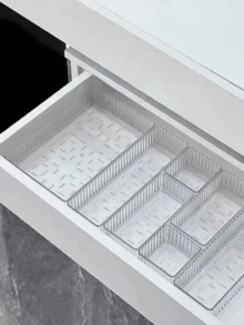 HOUSHELIF 5pcs/7pcs/10pcs Drawer Style Cosmetic Storage Box, Perfume Storage Container, Vanity Skincare Storage Box, Transparent Multi-Size Combination Lotion And Sample Storage Box, Suitable For Storing Cosmetics, Bathroom Cabinet Storage, Office Supplies - Clear - View 2