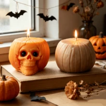 Smiling Witch Hat Skull Silicone Candle Mold 3D Carved Pumpkin Ghost Candle Mould DIY Soap Resin Casting Halloween Spooky Funny Party Home Decor - A - View 13