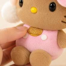 1pc Plush Keychain, Cute Caramel Color KT Cat Sleeping Hat Bag Pendant With Pink Bow, Soft Mini Plush Charm, Gift For Girls - Multicolor - View 5