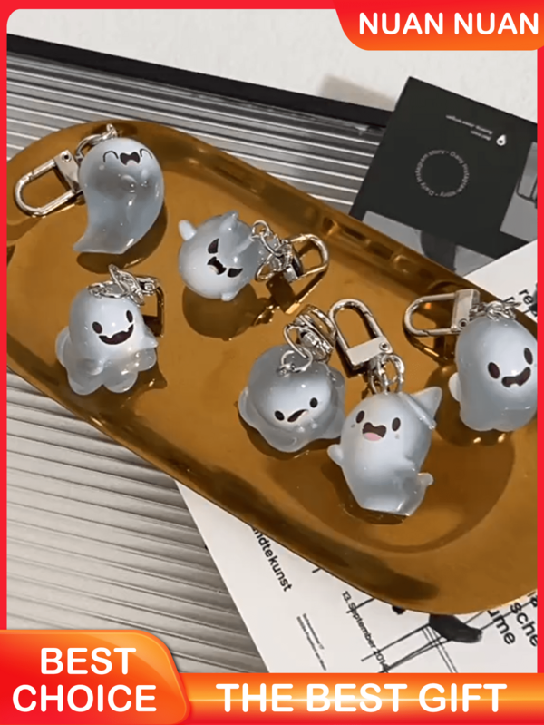 10/5/1個 ハロウィン ゴースト キーチェーン、かわいいカートゥーン レジン ペンダント キーリング、財布、鍵、バックパックなどの装飾に適しています、家族、友人、同僚への完璧なギフト