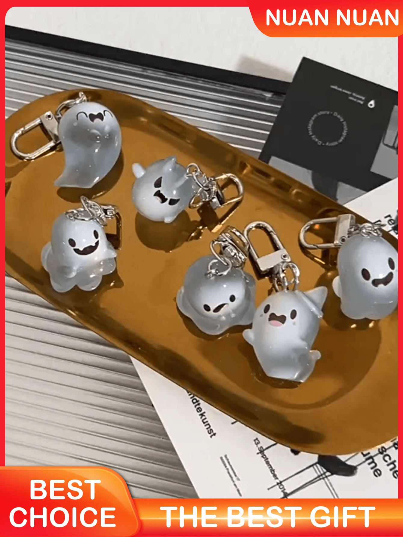 10/5/1pc Halloween Ghost Keychain, Cute Cartoon Resin Pendant Key Ring, Suitable For Decorating Wallet, Keys, Backpack, Etc., Perfect Gift For Family, Friends And Colleagues - Multiple Styles - View 1