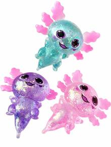 1pc Sequin Axolotl Squishy Toy, Transparent Crystal Axolotl Squeeze Stress Relief Toy, Soft Stretchable Slow Rebound Pressure Relief Desktop Toy, Suitable For Children, Teenagers, Adults, Party Favors, Gift Bag Fillers, Classroom Prizes, Birthday Gifts - Multicolor - View 9