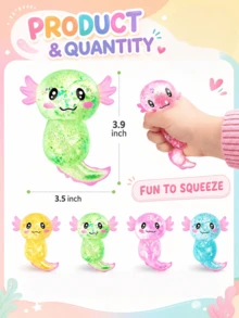 1pc Sequin Axolotl Squishy Toy, Transparent Crystal Axolotl Squeeze Stress Relief Toy, Soft Stretchable Slow Rebound Pressure Relief Desktop Toy, Suitable For Children, Teenagers, Adults, Party Favors, Gift Bag Fillers, Classroom Prizes, Birthday Gifts - Multicolor - View 3
