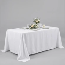 1pc White Tablecloth, Dining Table Cloth, Party Tablecloth, Solid Color Banquet Wedding Tablecloth, Living Room Tablecloth, Ceremonial Tablecloth, Celebration Tablecloth - White - View 1