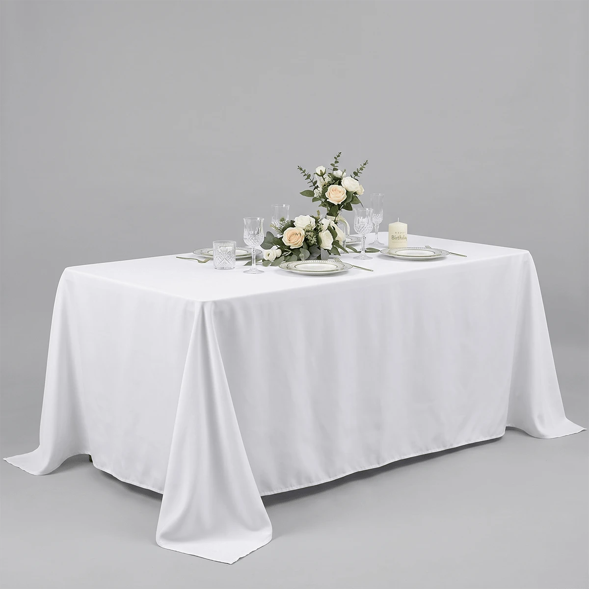 1pc White Tablecloth, Dining Table Cloth, Party Tablecloth, Solid Color Banquet Wedding Tablecloth, Living Room Tablecloth, Ceremonial Tablecloth, Celebration Tablecloth - White - View 1