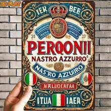 2D Flat, 1pc, Vintage Perqonii Beer Label Art Printmetal Tin Sign, Pre-Drilled Holes, Suitable For Indoor, Garden, Outdoor, Home, Office, Toilet Decoration - B - View 1