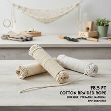 5Mm X 1181.1inch Braided Cotton Rope, Soft & Wear-Resistant Craft Cord For Tying & Decoration - Variant - View 2
