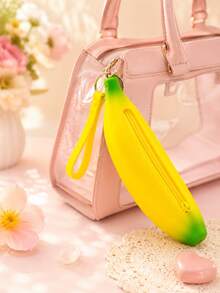 XD Cute Banana Pattern Small Bag, Zipper Coin Purse, Multi-Functional Outdoor Bag, Coin Purse, Cute Backpack Charm, Fun Girl Coin Purse, Perfect For Storing Cash, Cards And Coins, Earphone Bag - Multicolor - View 3